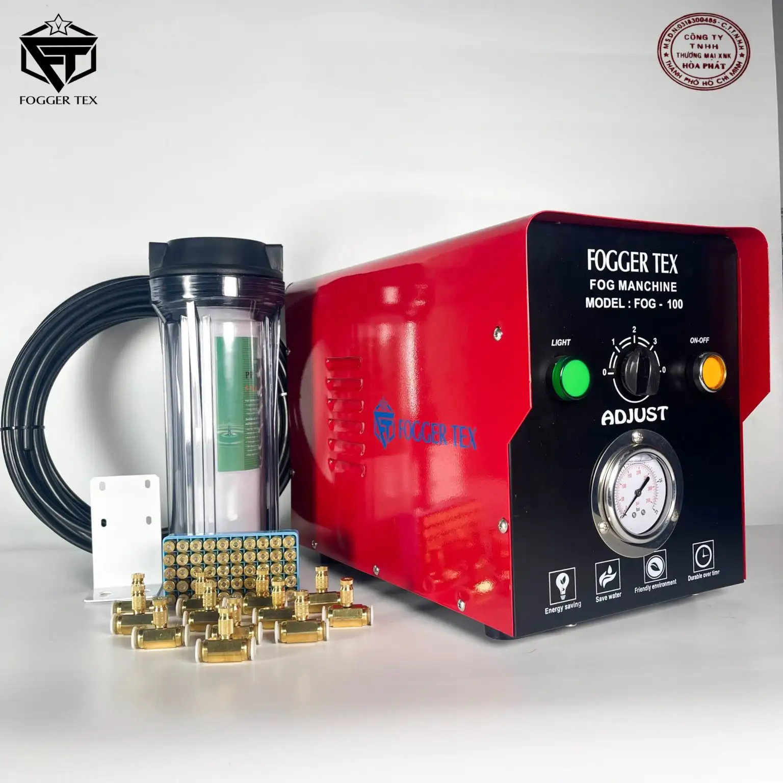 Trọn Bộ Máy Phun Sương Fogger Tex 100 Đầu Phun